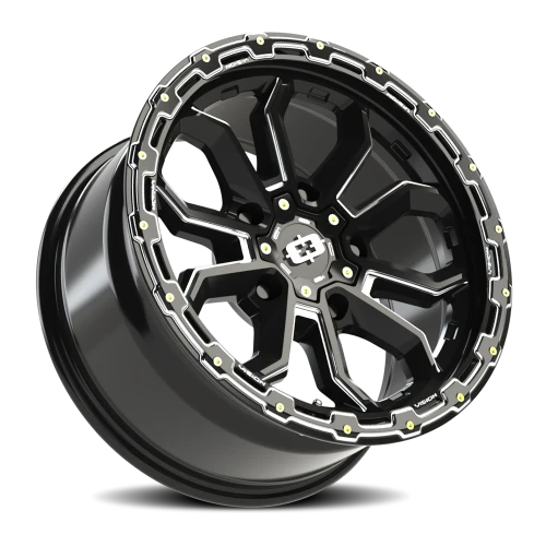 Vision 405 18x9 +12 5x139.7mm 108mm Gloss Black Milled Spoke