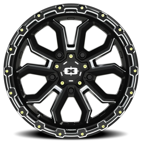 Vision 405 18x9 +12 5x139.7mm 108mm Gloss Black Milled Spoke