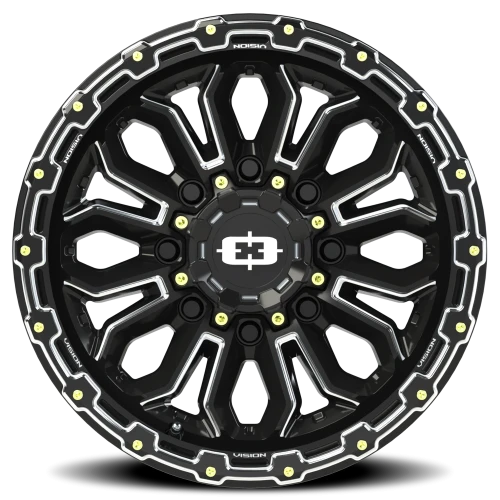 Vision 405 17x9 +12 8x165.1mm 125.2mm Gloss Black Milled Spoke