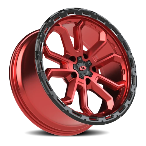 Vision 405 20x9 +10 5x127mm 78.1mm Gloss Red Black Lip