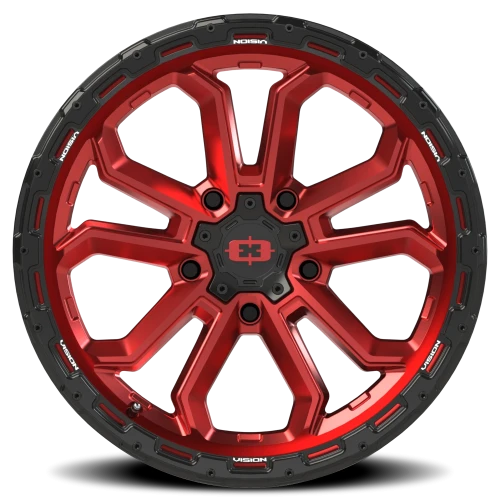Vision 405 20x9 +12 5x139.7mm 108mm Gloss Red Black Lip
