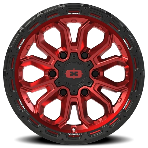 Vision 405 16x8 +0 6x139.7mm 110mm Gloss Red Black Lip