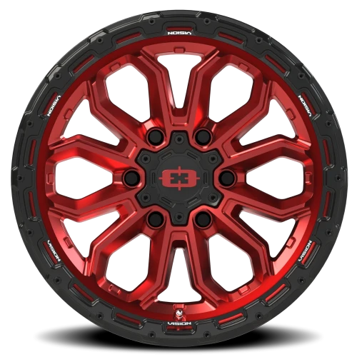 Vision 405 17x9 +12 6x139.7mm 106.2mm Gloss Red Black Lip
