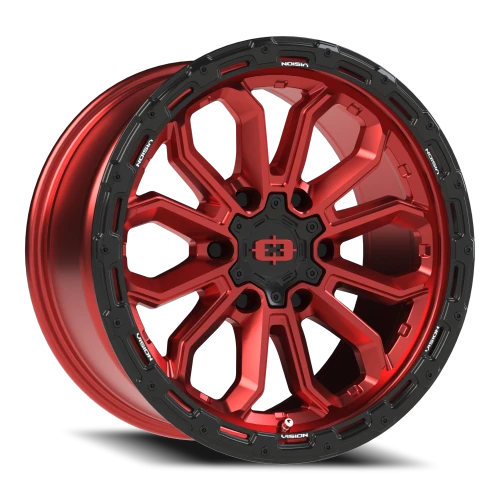 Vision 405 18x9 -12 6x139.7mm 106.2mm Gloss Red Black Lip