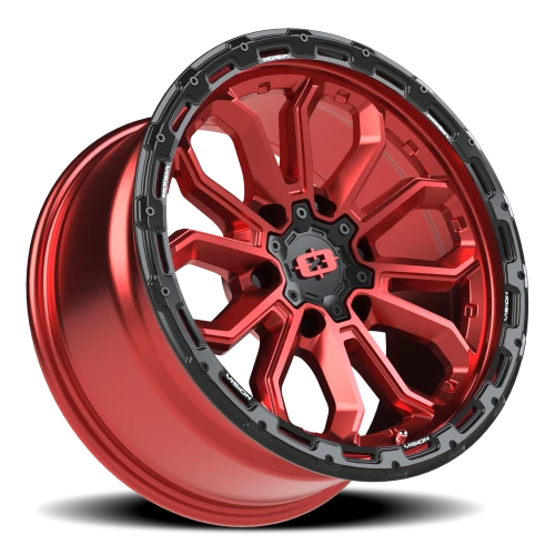 Vision 405 18x9 -12 6x139.7mm 106.2mm Gloss Red Black Lip