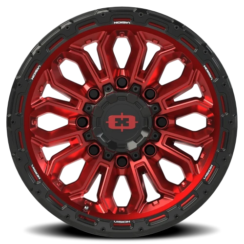 Vision 405 17x9 +12 8x165.1mm 125.2mm Gloss Red Black Lip