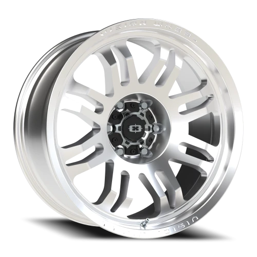 Vision 409 20x9.5 -18 6x139.7mm 110mm Machined Silver Black Center Cap-Milled Machined Cap