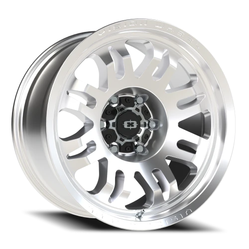 Vision 409 18x9.5 -18 6x139.7mm 110mm Machined Silver Black Center Cap-Milled Machined Cap