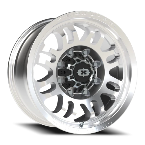 Vision 409 18x9 -12 8x165.1mm 125.1mm Machined Silver Black Center Cap-Milled Machined Cap