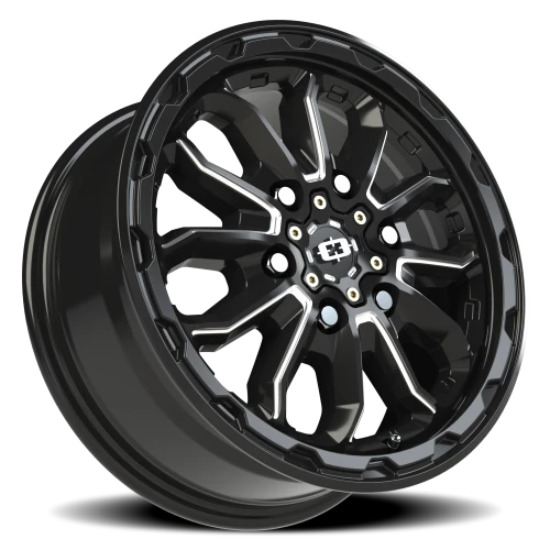 Vision 410 16x6.5 +45 6x130mm 84mm Gloss Black Milled Spoke