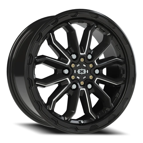 Vision 410 17x7.5 +45 6x130mm 84mm Gloss Black Milled Spoke