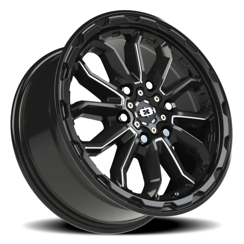 Vision 410 17x7.5 +45 6x130mm 84mm Gloss Black Milled Spoke