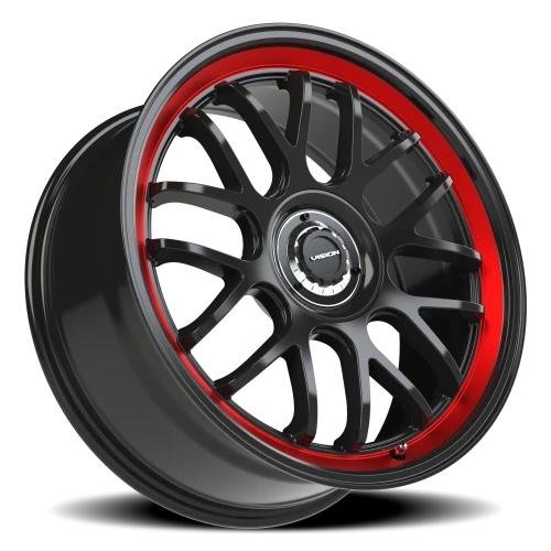 Vision 478 20x8.5 +35 5x100mm 73.1mm Gloss Black Red Tint Brushed Lip