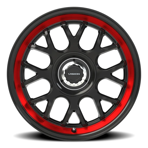 Vision 478 17x8 +38 5x100mm 73.1mm Gloss Black Red Tint Brushed Lip