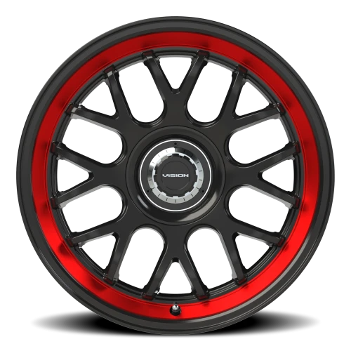 Vision 478 18x8.5 +35 5x107.95mm 73.1mm Gloss Black Red Tint Brushed Lip