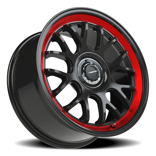 Vision 478 18x8.5 +35 5x114.3mm 73.1mm Gloss Black Red Tint Brushed Lip