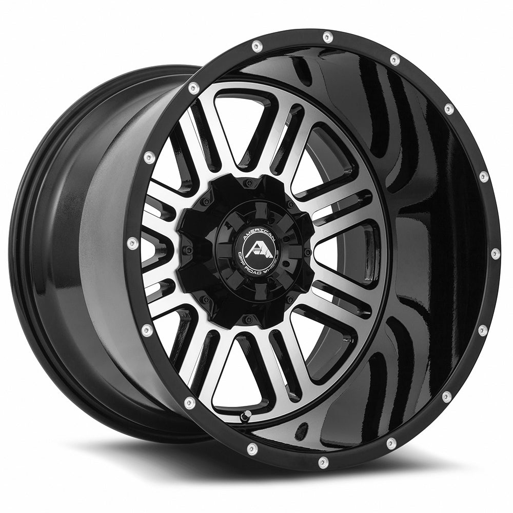 American Off-Road A106 20x14 -76 6x135mm 106.1mm Black Machine Face