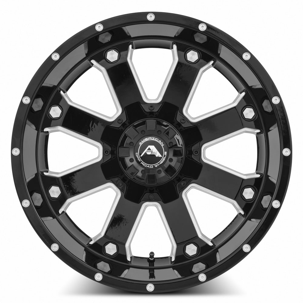 American Off-Road A108 20x10 -24 6x139.7mm 106.1mm Black Milled Spoke