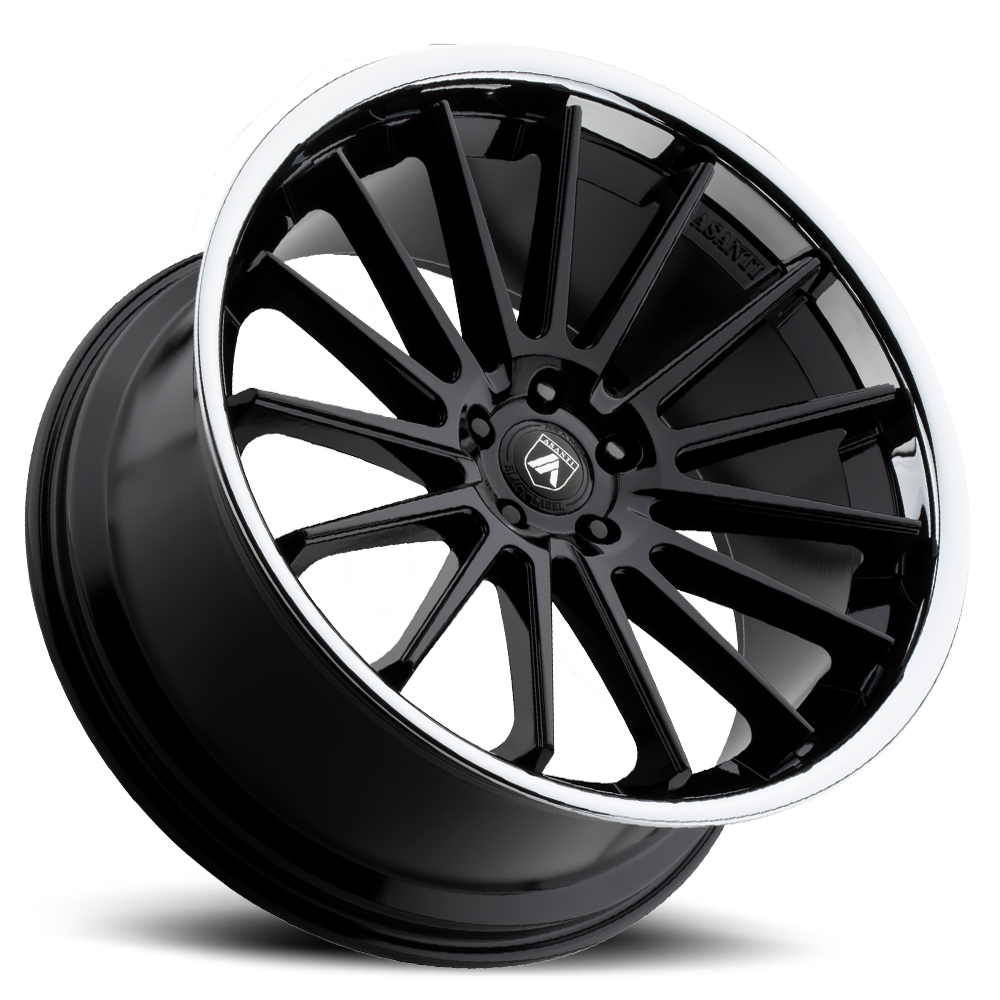 Asanti Black Label Beta 20x9" 5x115mm 72.6mm CB +15mm Gloss Black Chrome Lip