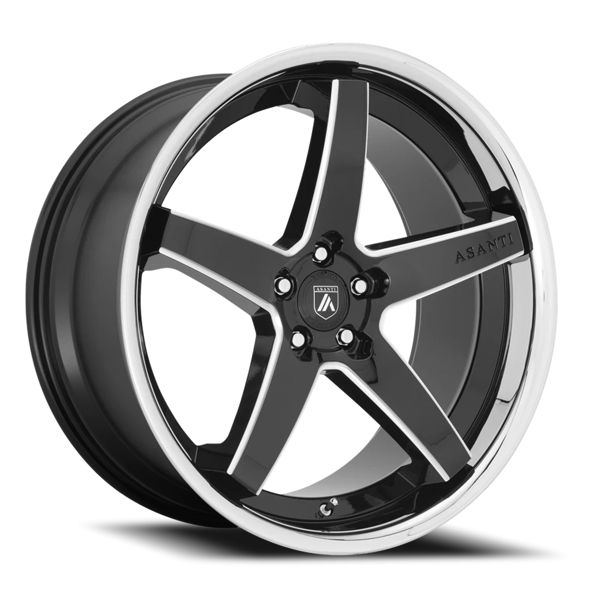 Asanti Black Label Regal 22x10.5 +35 5x112mm 72.6mm Gloss Black Milled-Chrome Lip