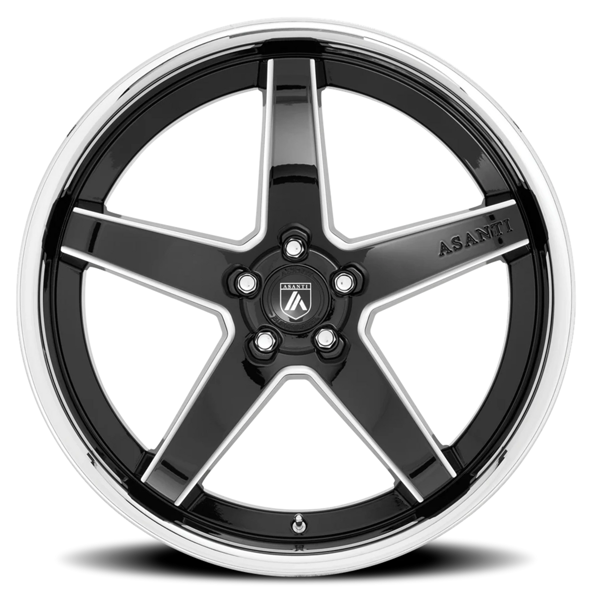 Asanti Black Label Regal 22x10.5 +35 5x112mm 72.6mm Gloss Black Milled-Chrome Lip