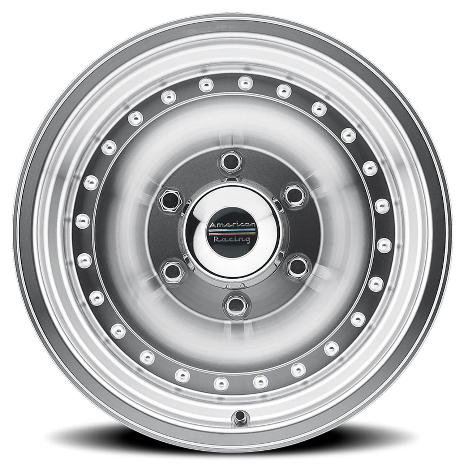 American Racing Outlaw I 15x10" 5x127mm 83.06mm CB -38mm Machined Silver Clear Coat