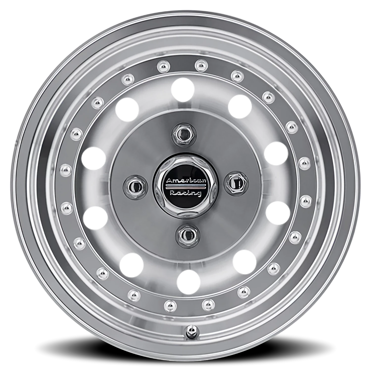 American Racing Outlaw II 14x7" 4x108mm 75.5mm CB 0mm Machined Silver Clear Coat