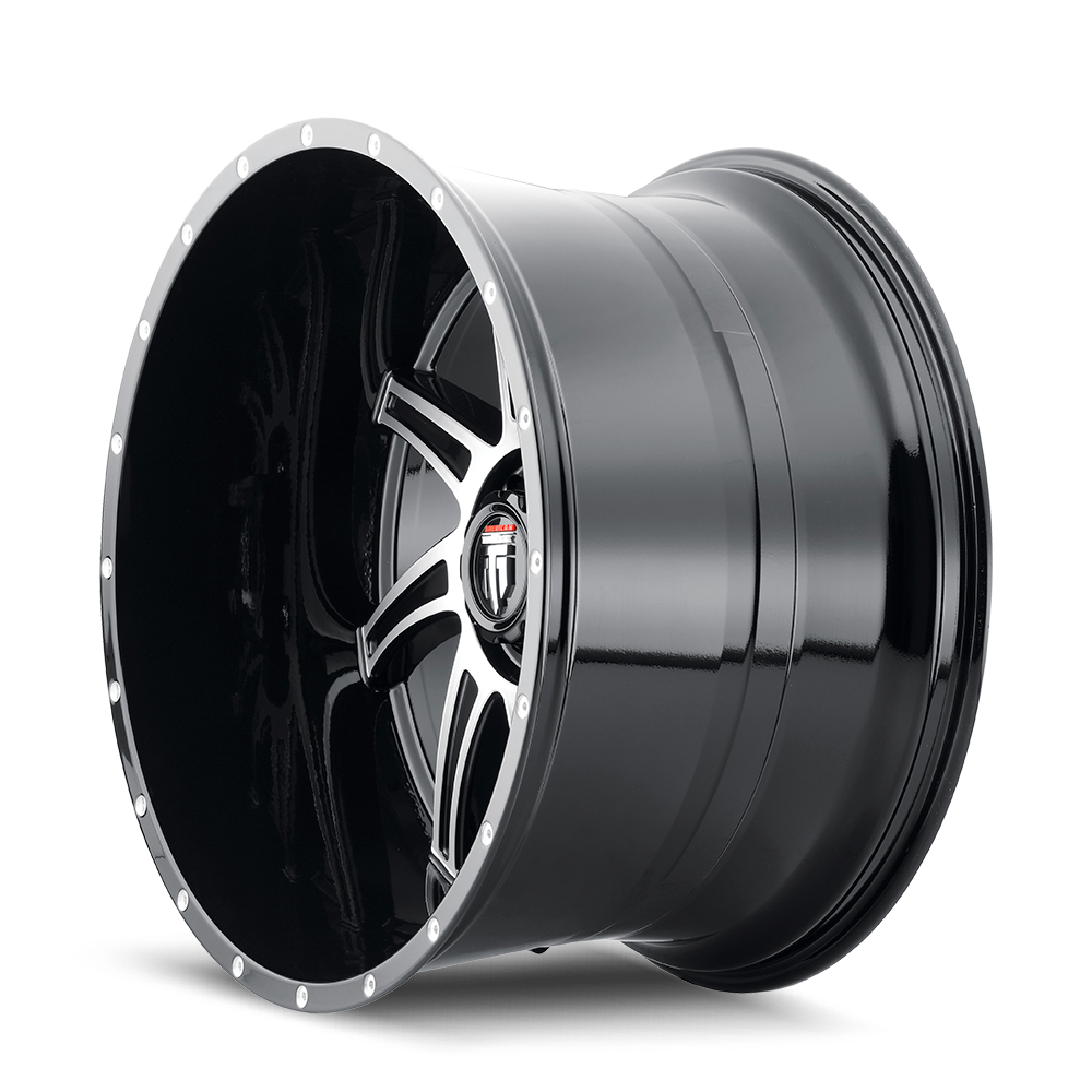 American Truxx Vortex AT162 22x12" 6x135mm 87.1mm CB -44mm Gloss Black Machined