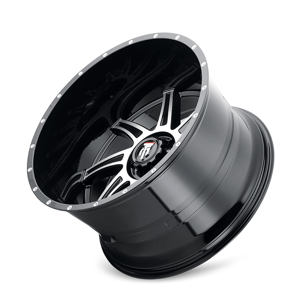 American Truxx Vortex AT162 22x12" 6x135mm 87.1mm CB -44mm Gloss Black Machined
