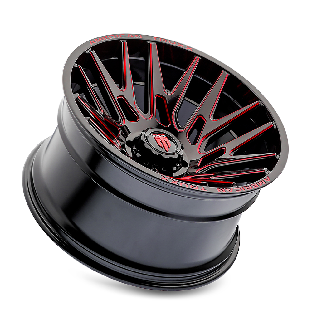 American Truxx Evolution AT1919 22x12" 8x165.1mm 125.2mm CB -44mm Gloss Black Prism Red