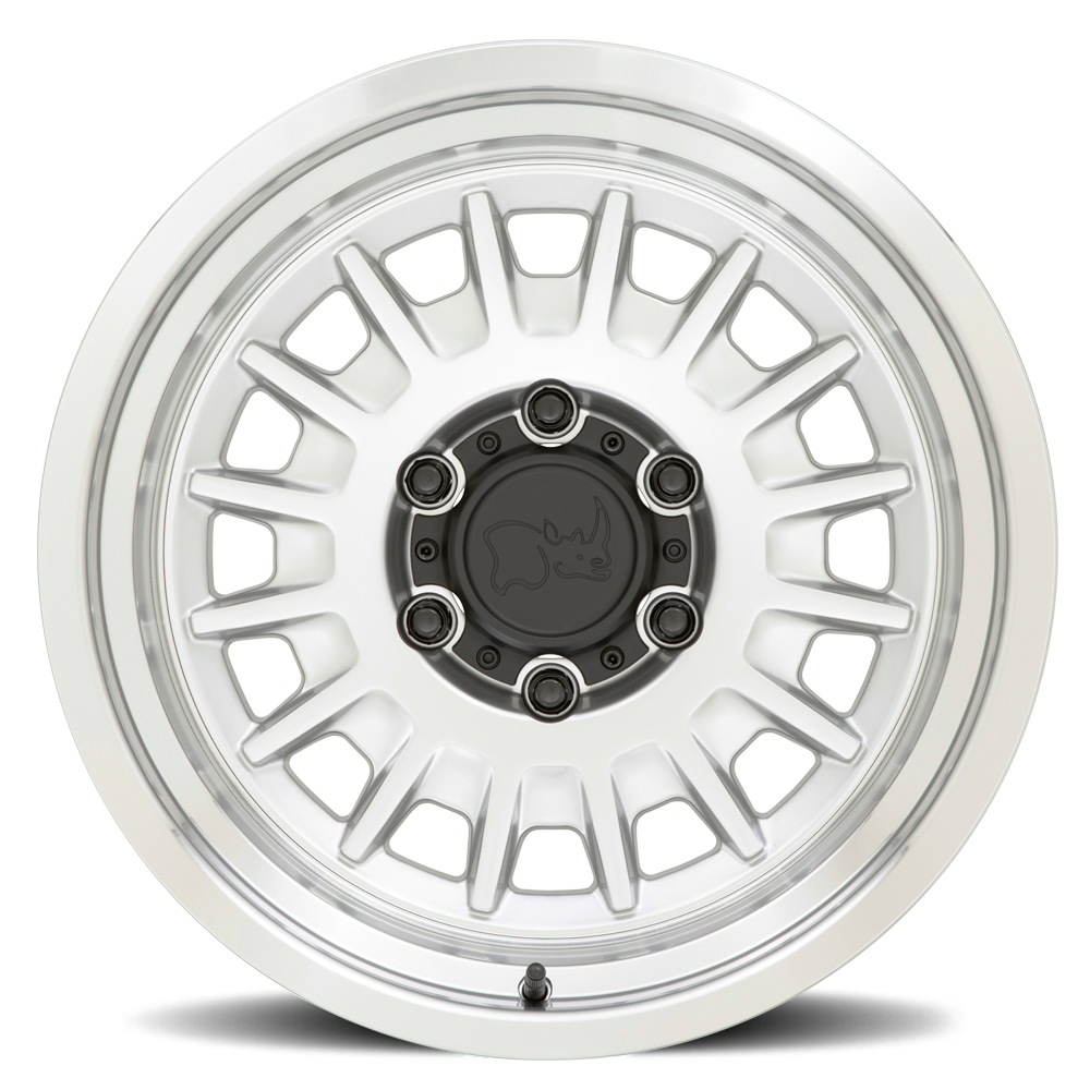 Black Rhino Aliso 18x9" 5x150mm 110.1mm CB +12mm Gloss Silver Mirror Cut Face-Mirror Cut Lip