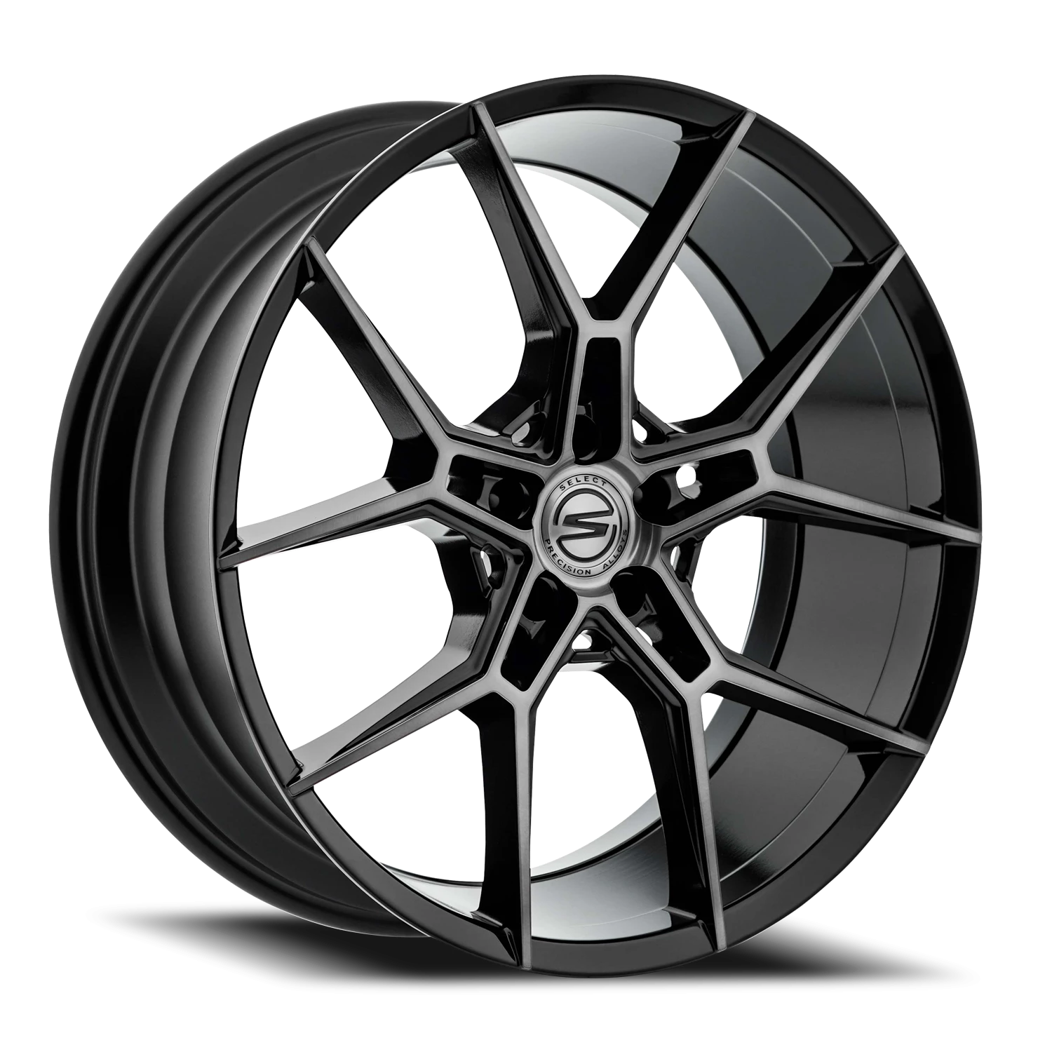 Select Precision Alloys Alpine 20x9" 5x120mm 72.54mm CB +20mm Gloss Glossy Black Brushed DDT Face Clear