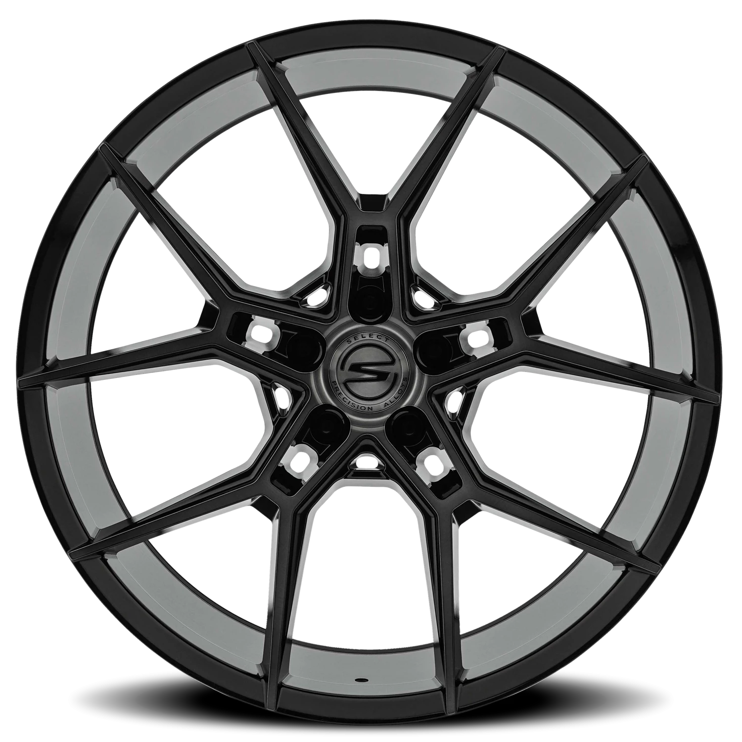 Select Precision Alloys Alpine 20x9" 5x120mm 72.54mm CB +20mm Gloss Glossy Black Brushed DDT Face Clear
