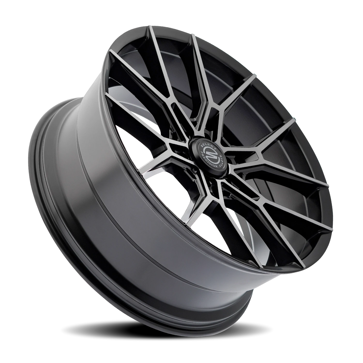 Select Precision Alloys Alpine 22x10" 6x139.7mm 106.1mm CB +25mm Gloss Glossy Black Brushed DDT Face Clear