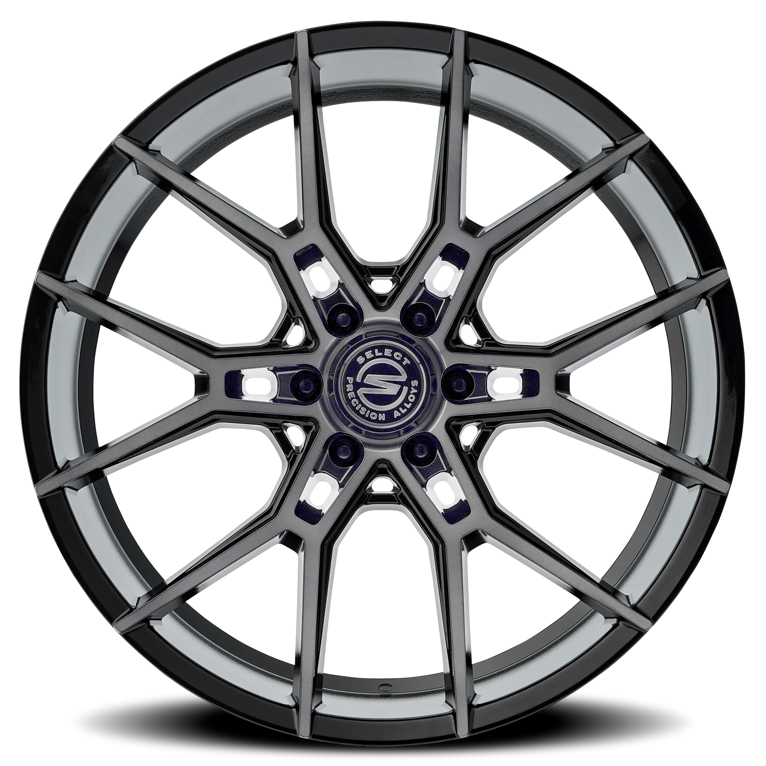 Select Precision Alloys Alpine 22x10" 6x135mm 87.12mm CB +30mm Gloss Glossy Black Brushed DDT Face Clear