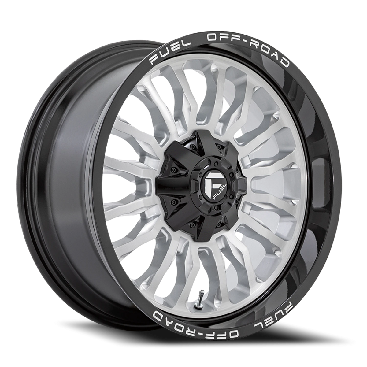 Fuel Arc 22x10 -18 6x135mm 106.1mm Silver Brushed Face-Milled Black Lip