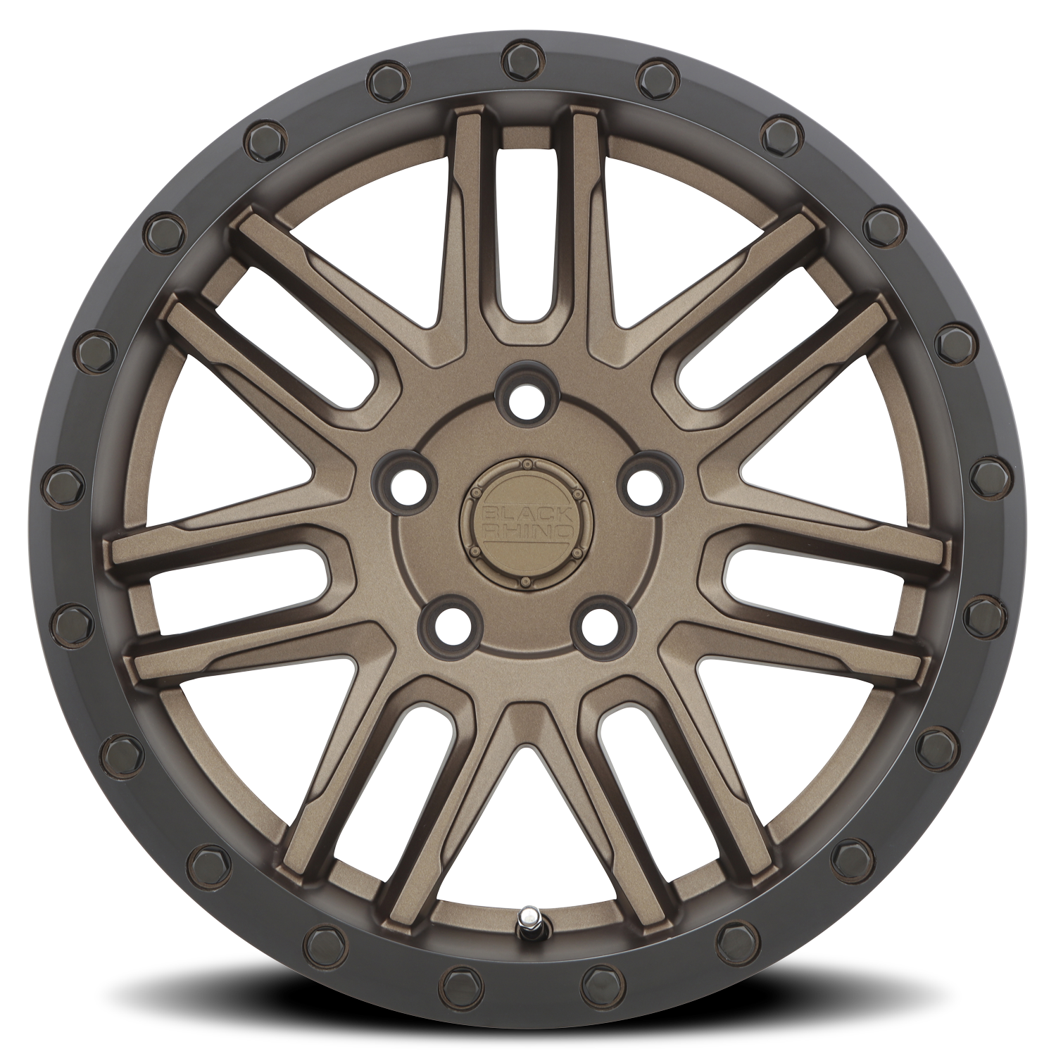 Black Rhino Arches 15x7" 5x114.3mm 76.1mm CB +15mm Matte Bronze Black Lip Edge-Black Bolts