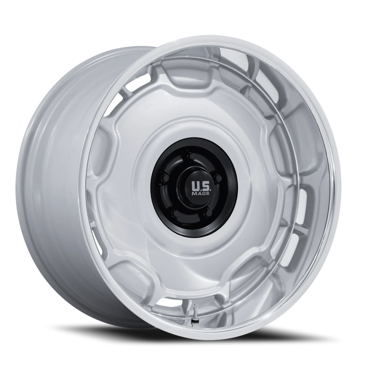 US Mags Arlington 22x9" 5x127mm 78.1mm CB +15mm Silver Matte Black Center-DC Lip
