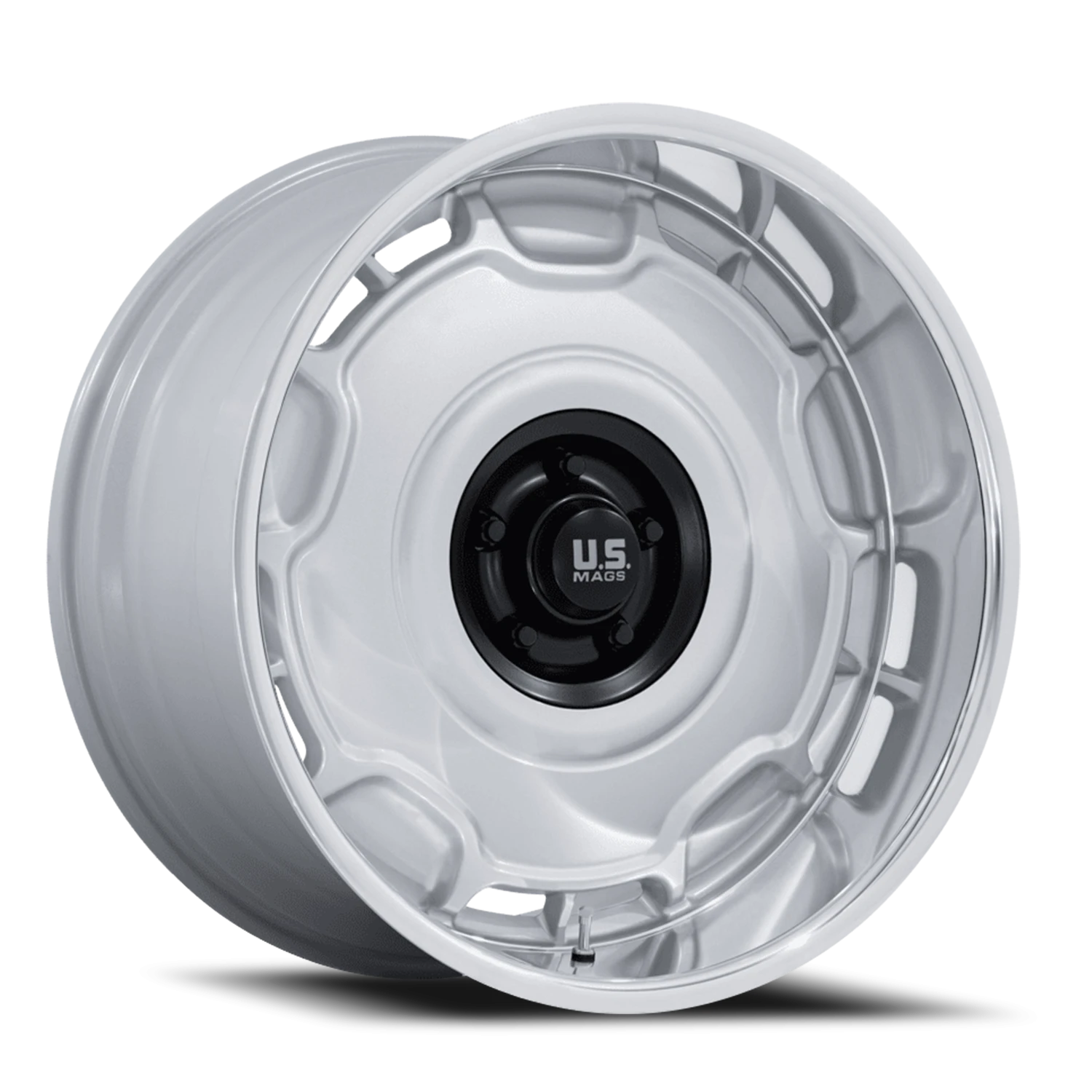 US Mags Arlington 22x9" 6x139.7mm 106.1mm CB +15mm Silver Matte Black Center-DC Lip