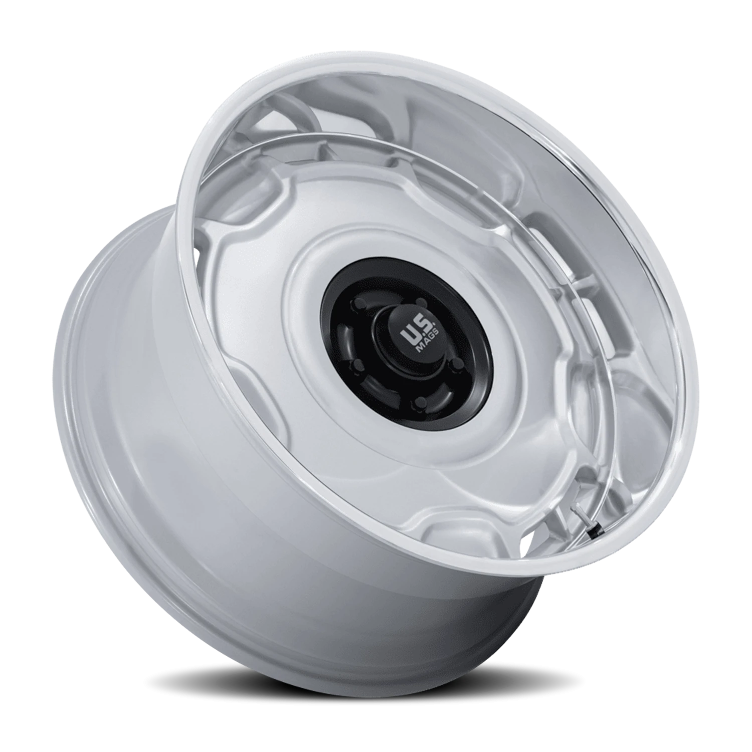 US Mags Arlington 22x9" 6x139.7mm 106.1mm CB +15mm Silver Matte Black Center-DC Lip