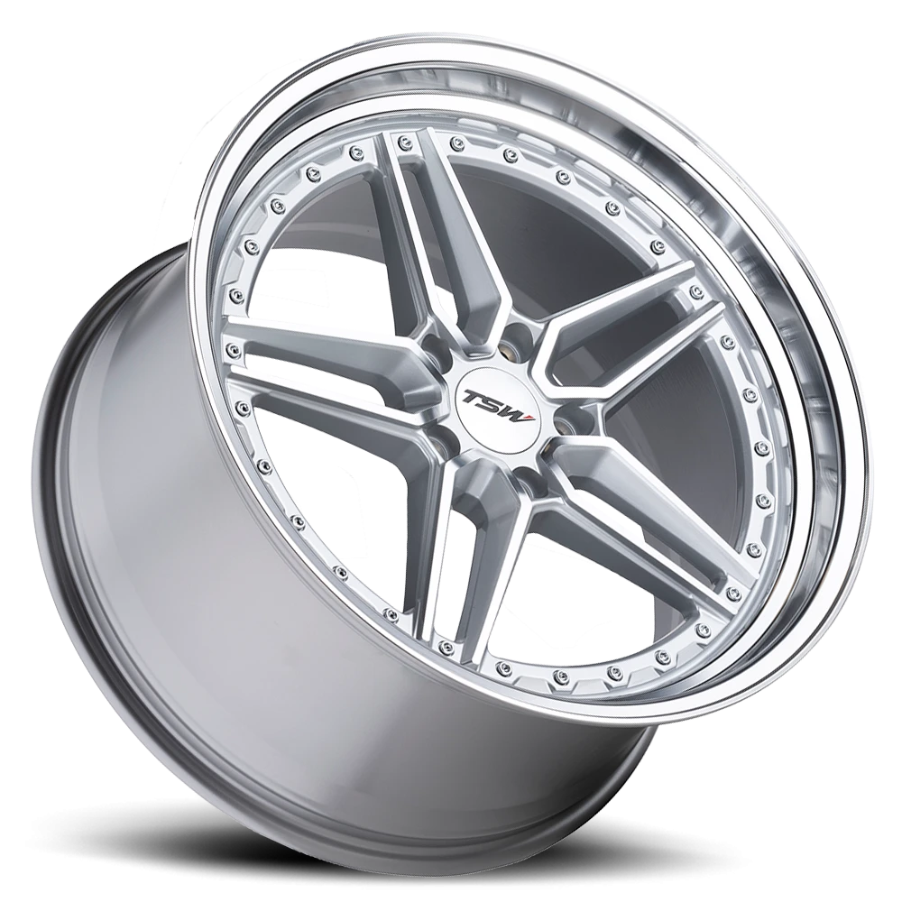 TSW Ascari 20x10.5" 5x114.3mm 76.1mm CB +40mm Silver Mirror Cut Face-Mirror Cut Lip