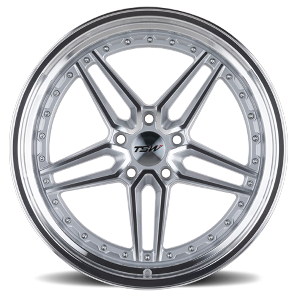 TSW Ascari 20x10.5" 5x114.3mm 76.1mm CB +40mm Silver Mirror Cut Face-Mirror Cut Lip