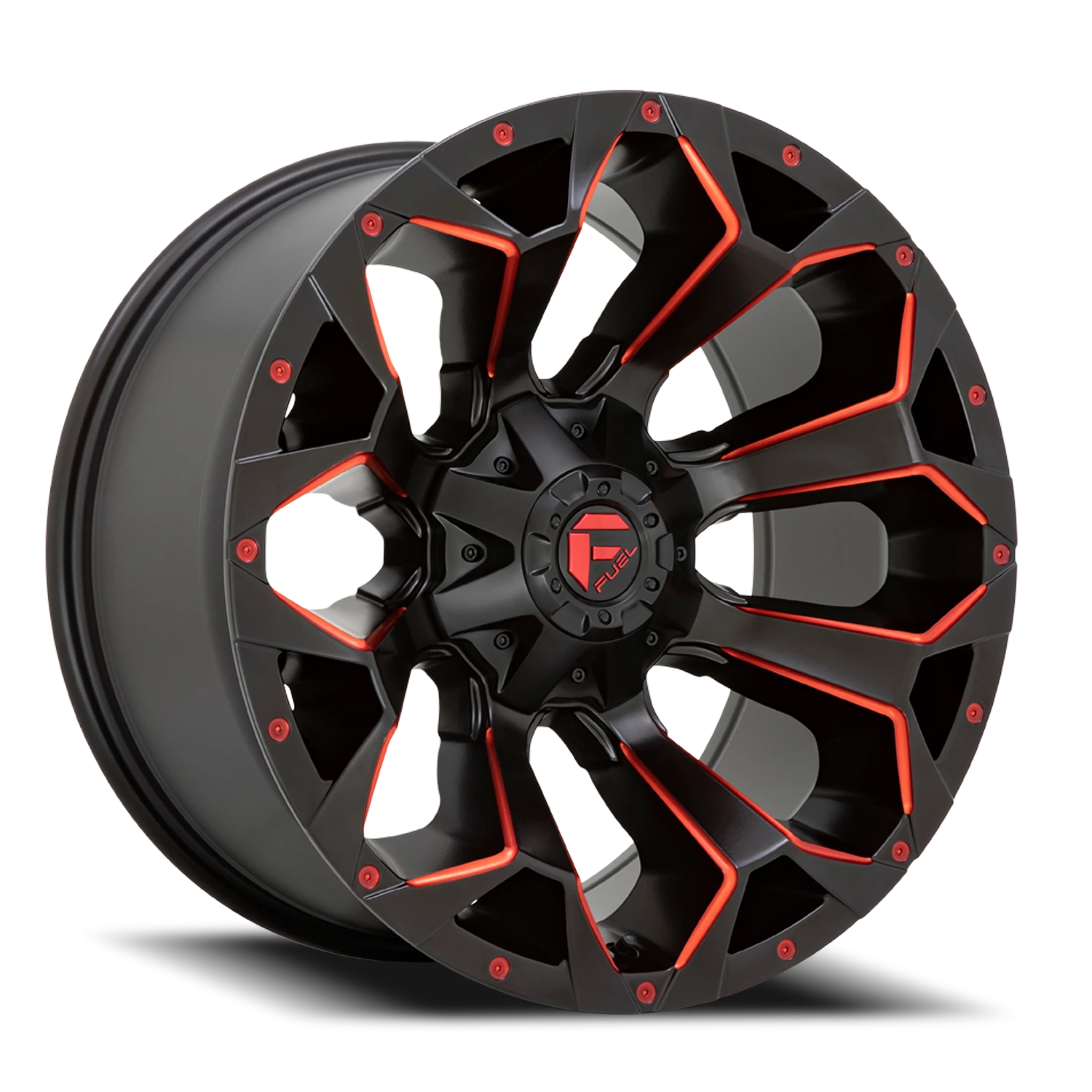 Fuel Assault 17x9" 5x114.3mm 78.1mm CB +1mm Matte Black Milled-Red Tint