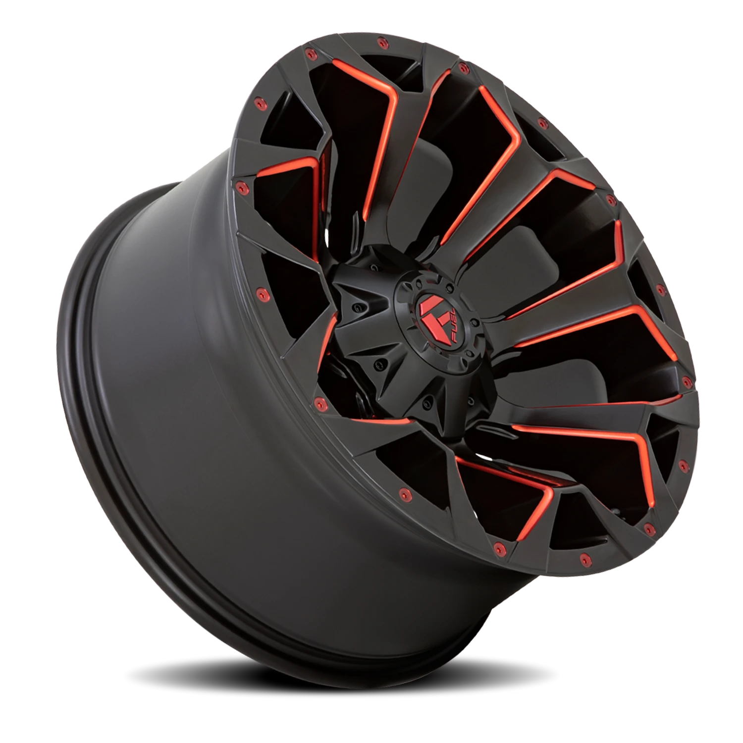 Fuel Assault 17x9" 5x114.3mm 78.1mm CB +1mm Matte Black Milled-Red Tint