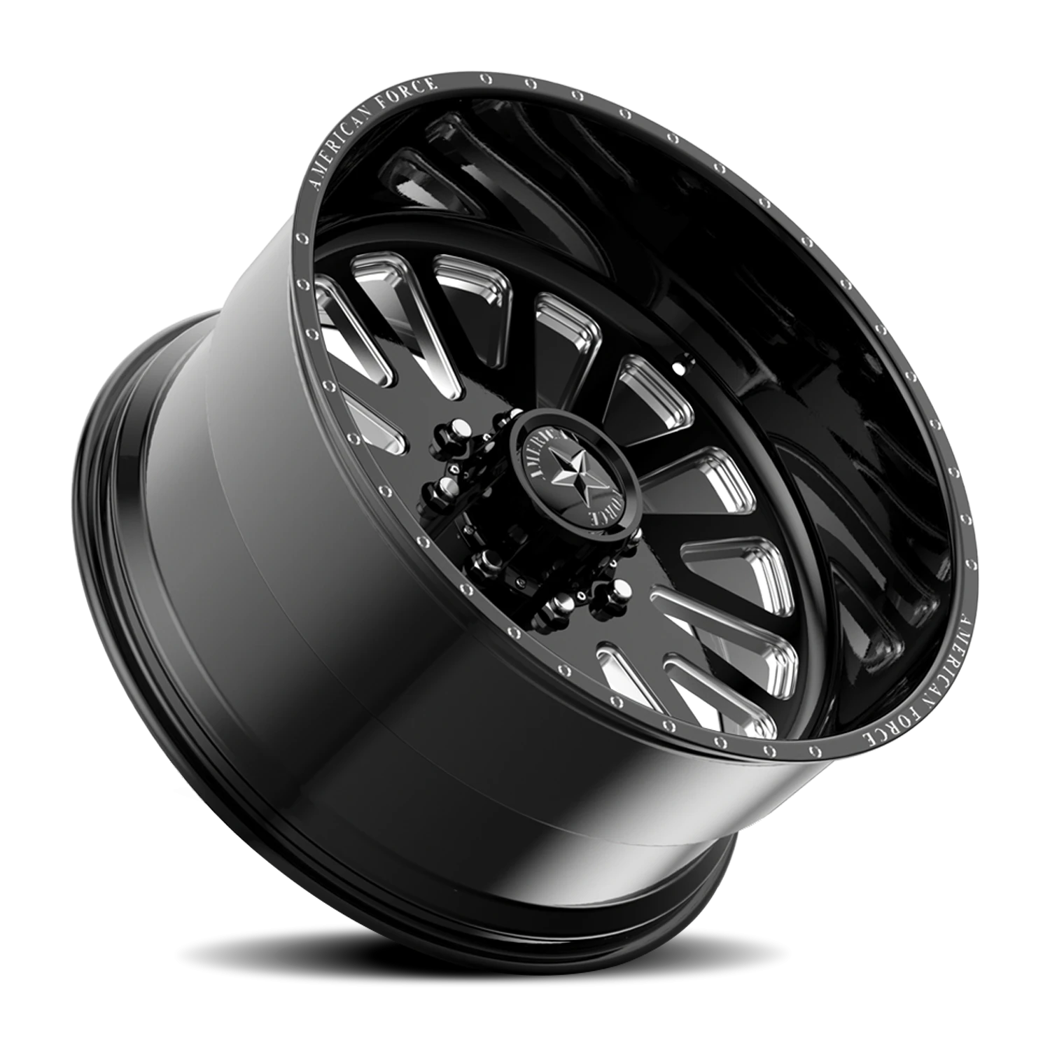 American Force F20 Atom SS 22x11" 8x180mm 124.1mm CB 0mm Gloss Black Machined