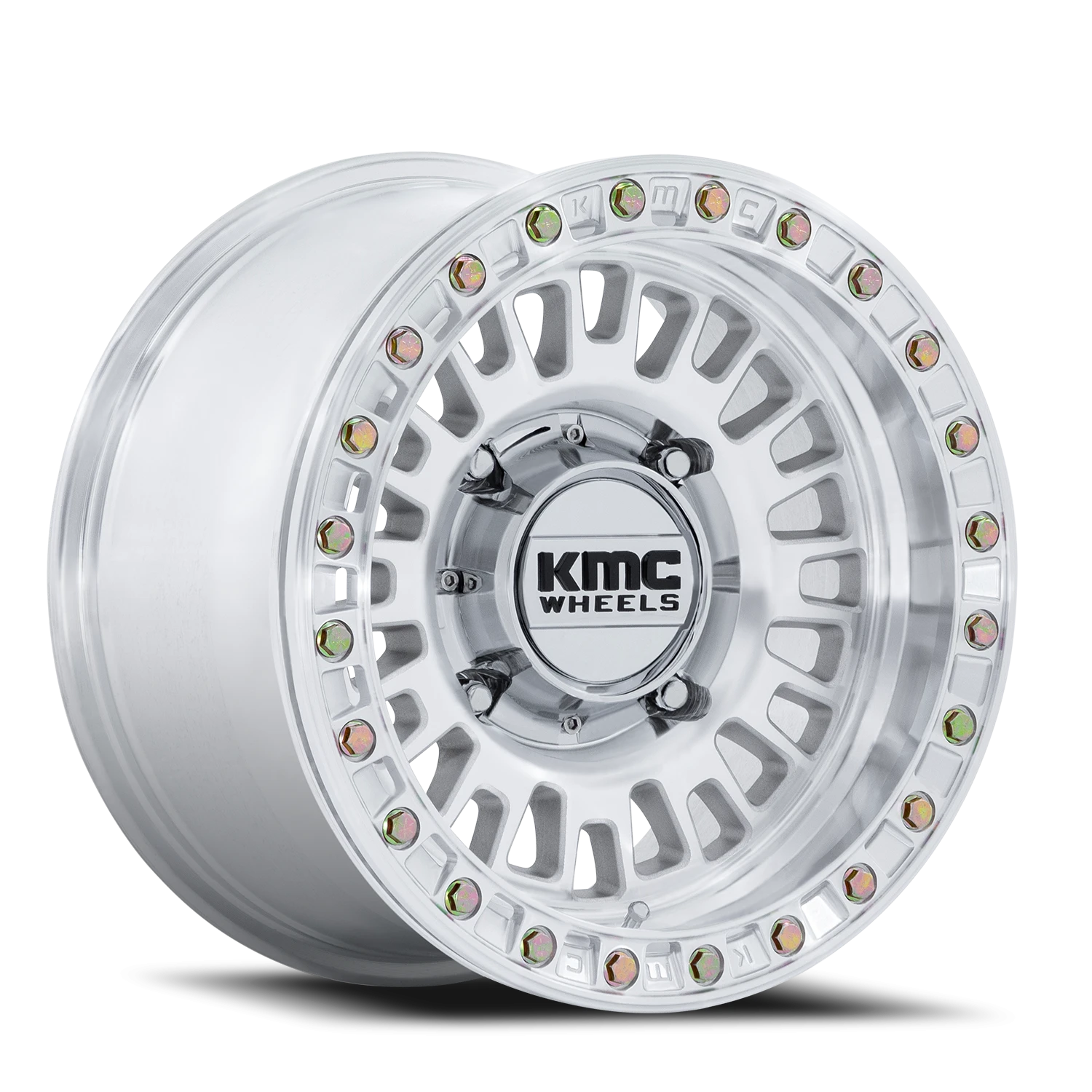 KMC Aztec Beadlock UTV 15x7" 4x156mm 115.1mm CB +38mm Machined Silver