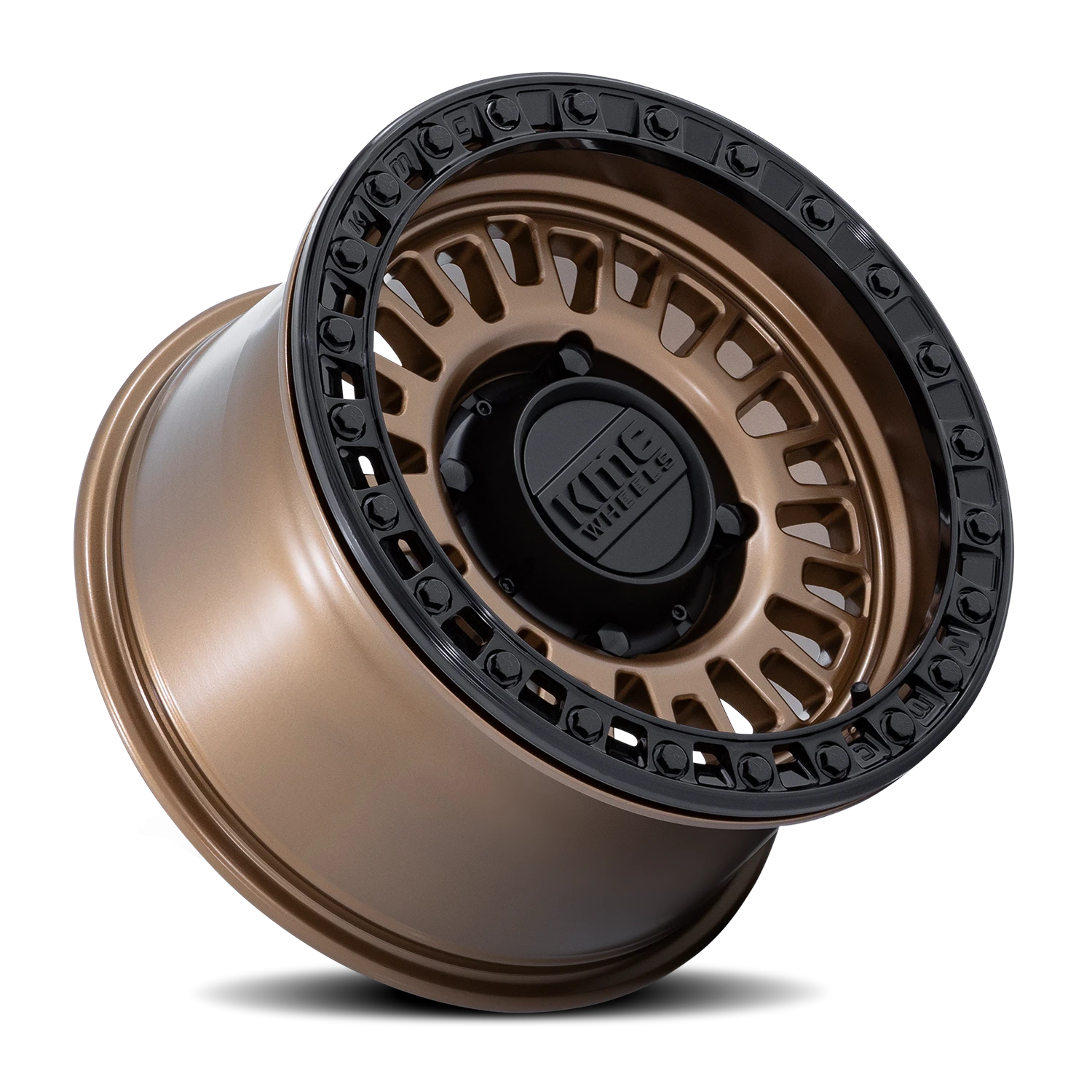 KMC Aztec Beadlock UTV 15x8" 4x137mm 96mm CB 0mm Matte Bronze Gloss Black Ring