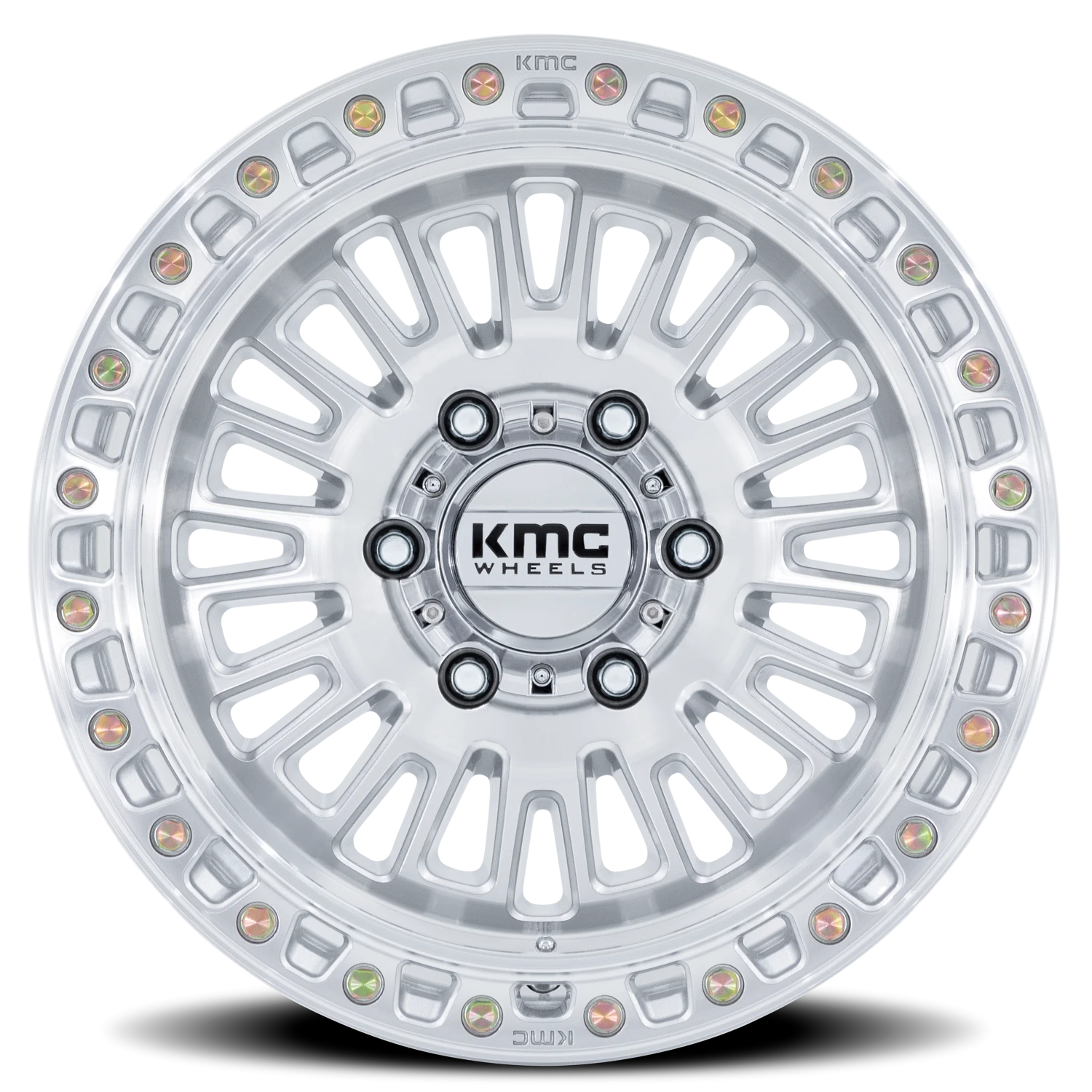 KMC Aztec 17x8.5" 5x127mm 71.5mm CB 0mm Gloss Silver Machined Face