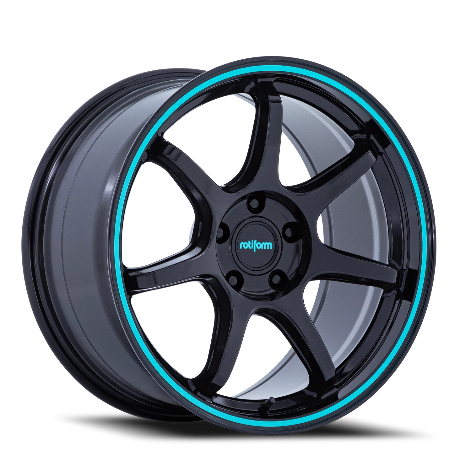 Rotiform BPU 18x9.5" 5x114.3mm 72.56mm CB +38mm Gloss Black Teal Stripe