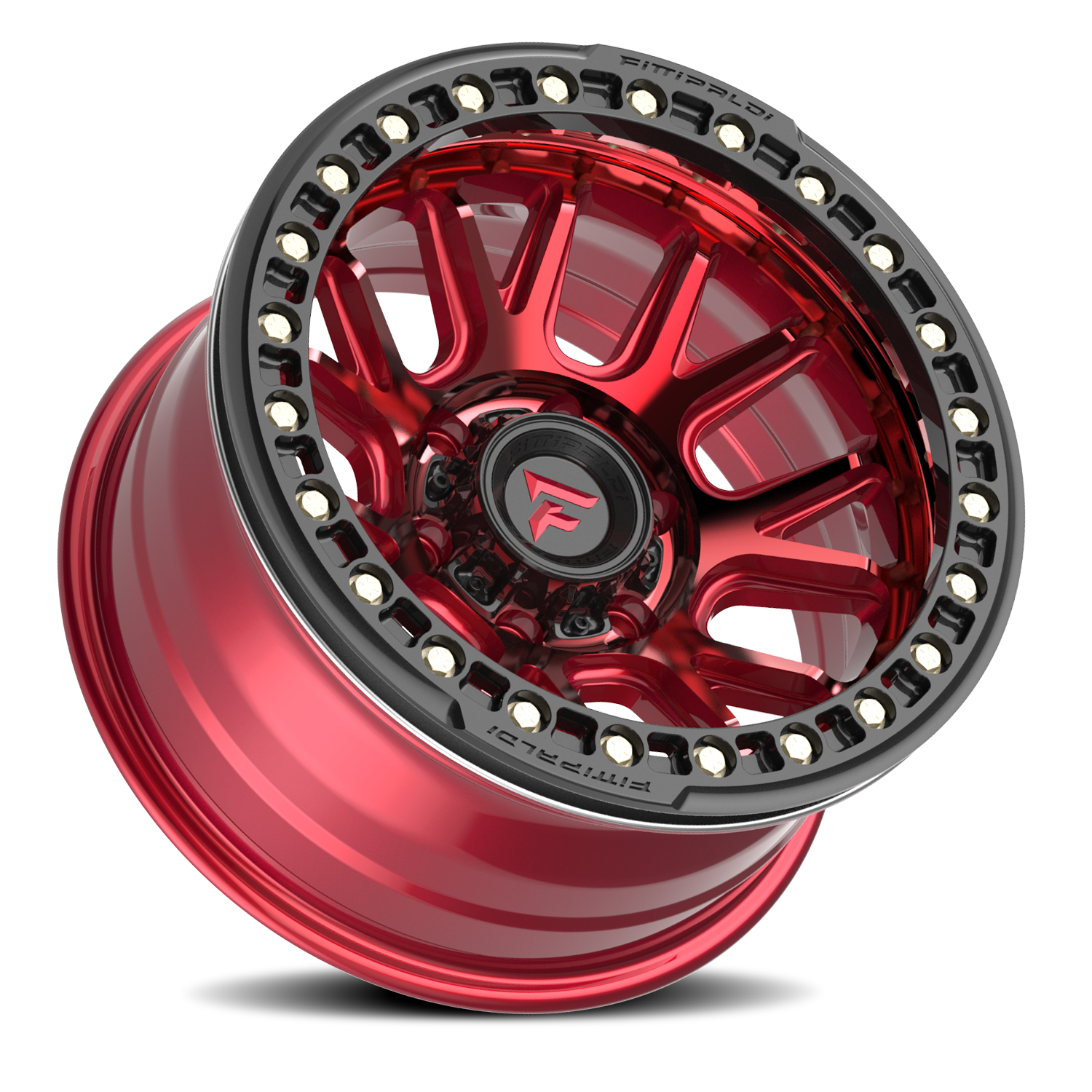 Fittipaldi Offroad Beadlock Series 17x9" 6x139.7mm 106.2mm CB -38mm Red Gloss Black Forged Ring
